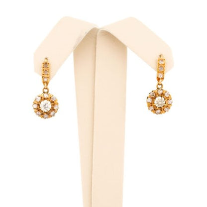 Antique Victorian Old Cut Diamond Drop Earrings, 0.65ct