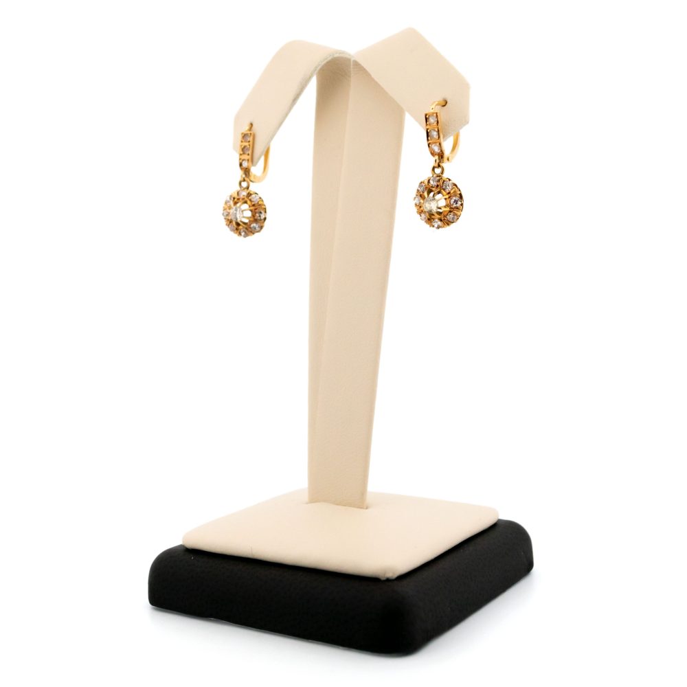 Antique Victorian Old Cut Diamond Drop Earrings, 0.65ct