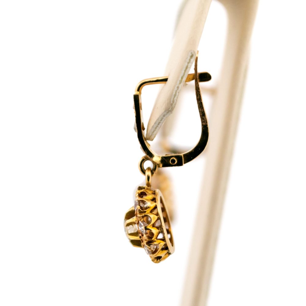 Antique Victorian Old Cut Diamond Drop Earrings, 0.65ct