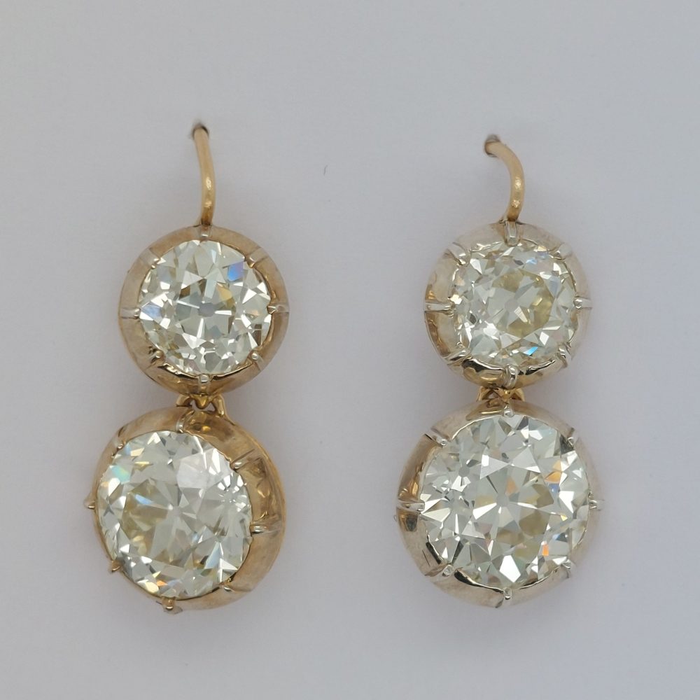 Antique Victorian Old Cut Diamond Drop Earrings, 12.50cts