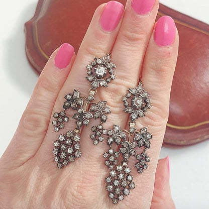 Antique Victorian Old Cut Diamond Drop Earrings, 3.75cts