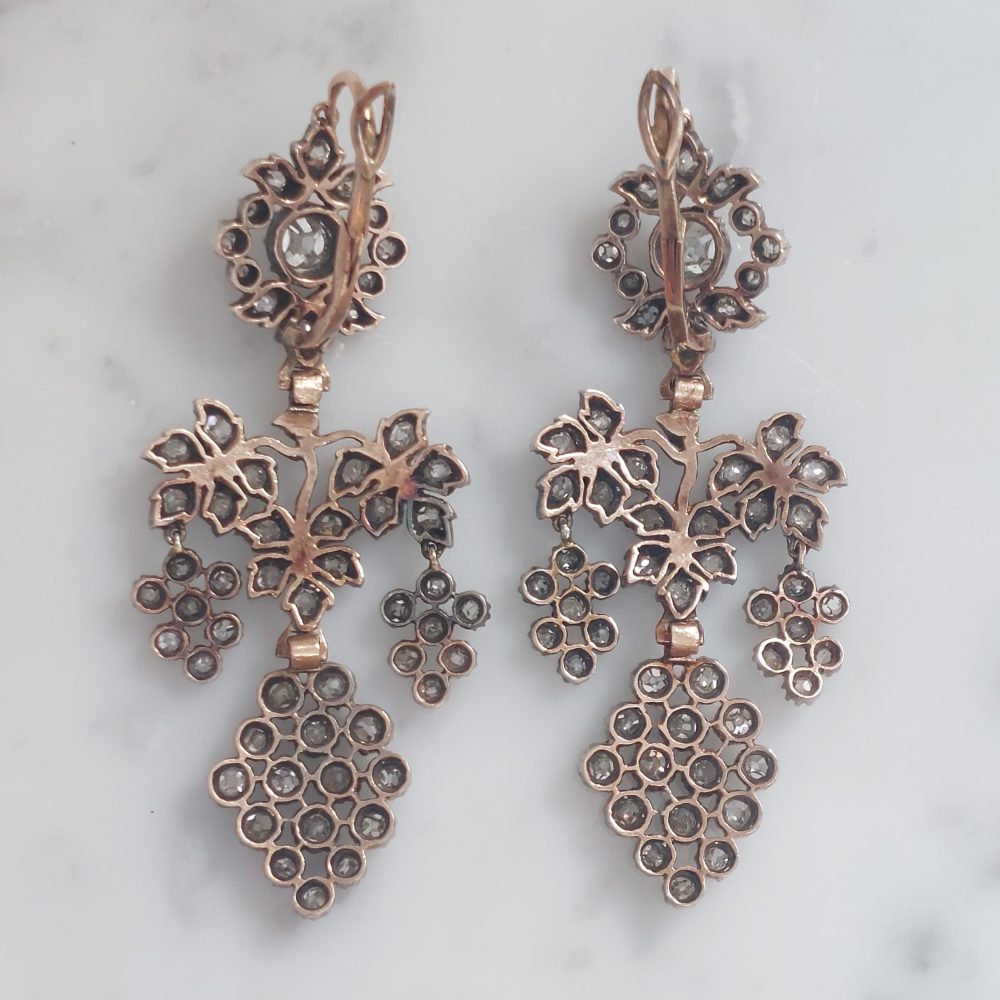 Antique Victorian Old Cut Diamond Drop Earrings, 3.75cts