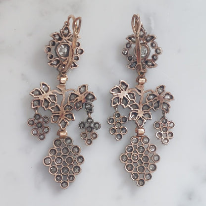 Antique Victorian Old Cut Diamond Drop Earrings, 3.75cts