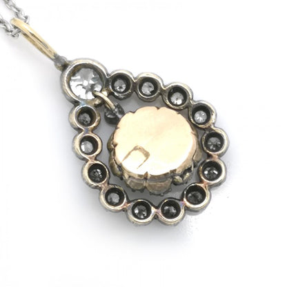 Antique Victorian Old Cut Diamond Pendant and Chain