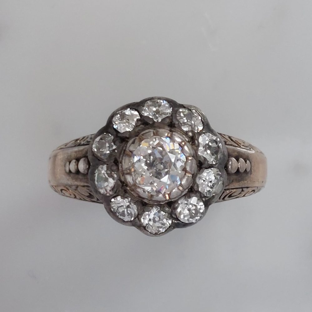 Antique Victorian Old Mine Cut Diamond Cluster Ring, 1.80ct