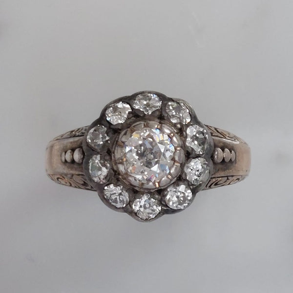 Antique Victorian Old Mine Cut Diamond Cluster Ring, 1.80ct