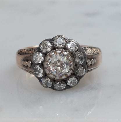 Antique Victorian Old Mine Cut Diamond Cluster Ring, 1.80ct