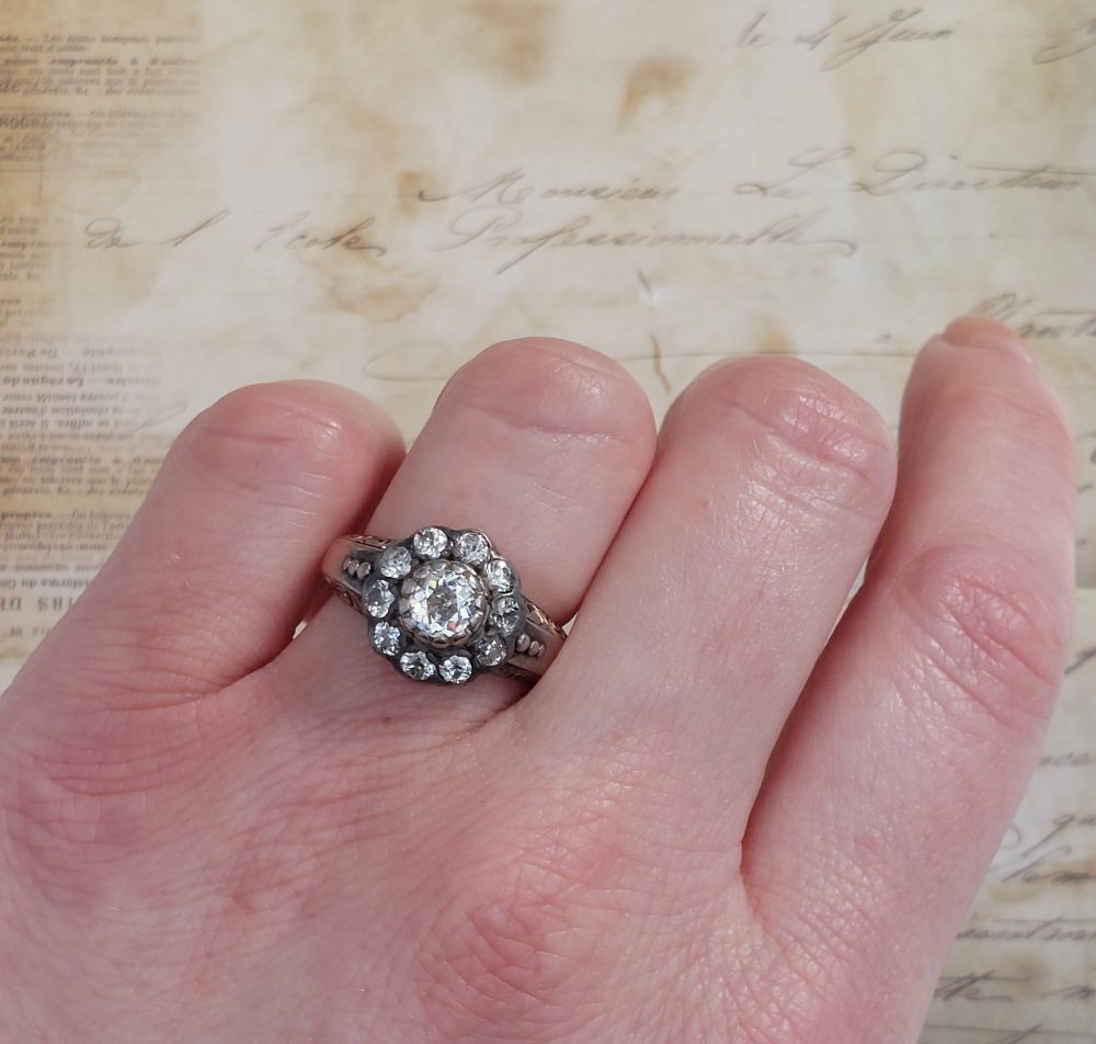 Antique Victorian Old Mine Cut Diamond Cluster Ring, 1.80ct