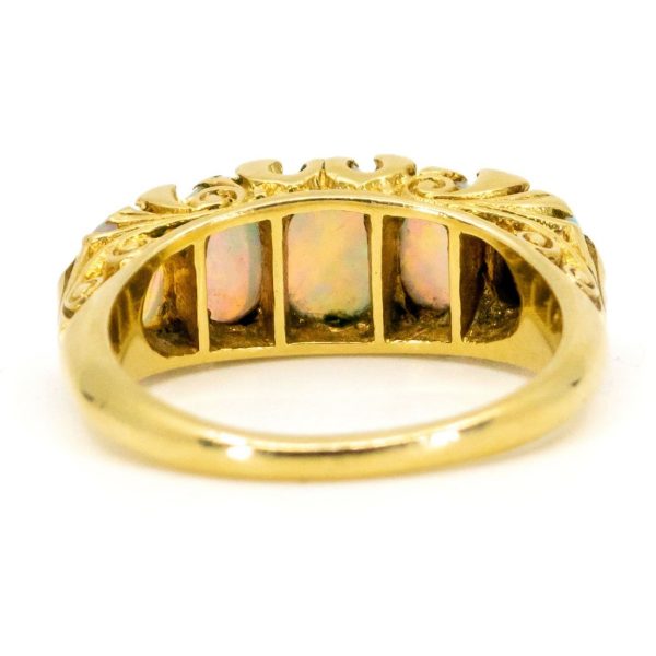 Antique Victorian Opal & Diamond Five Stone Ring
