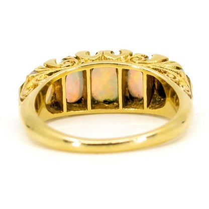 Antique Victorian Opal & Diamond Five Stone Ring