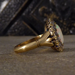 Antique Victorian Opal and Diamond Cluster Ring
