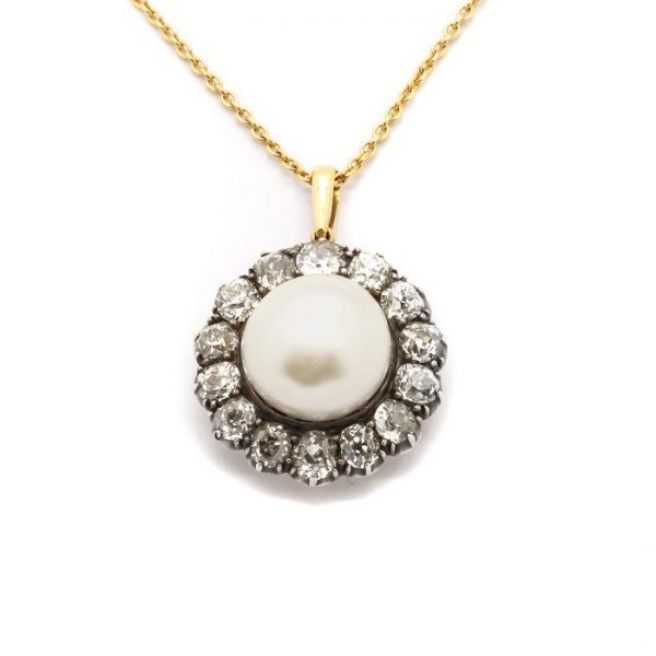 Antique Victorian Pearl and Diamond Pendant
