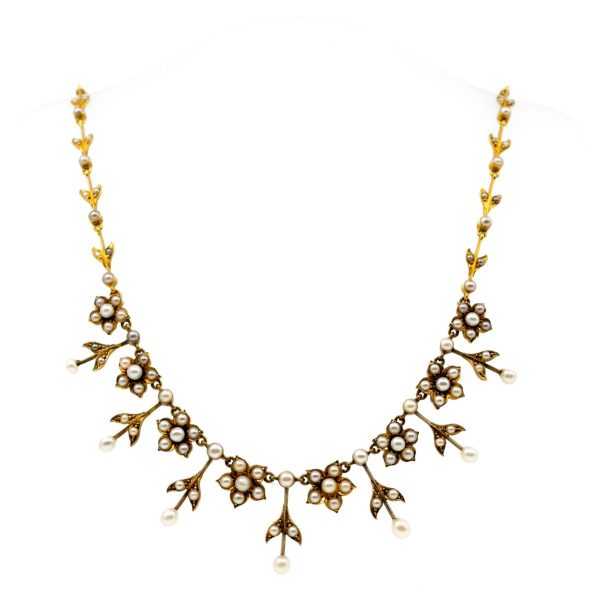 Antique Victorian Pearl and Gold Necklace BB1