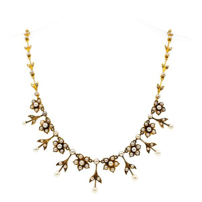 Antique Victorian Pearl and Gold Necklace BB1