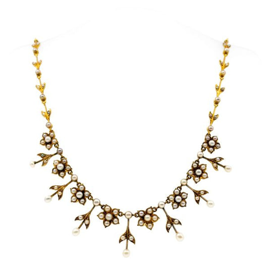 Antique Victorian Pearl and Gold Necklace BB1