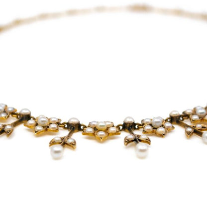 Antique Victorian Pearl and Gold Necklace BB2