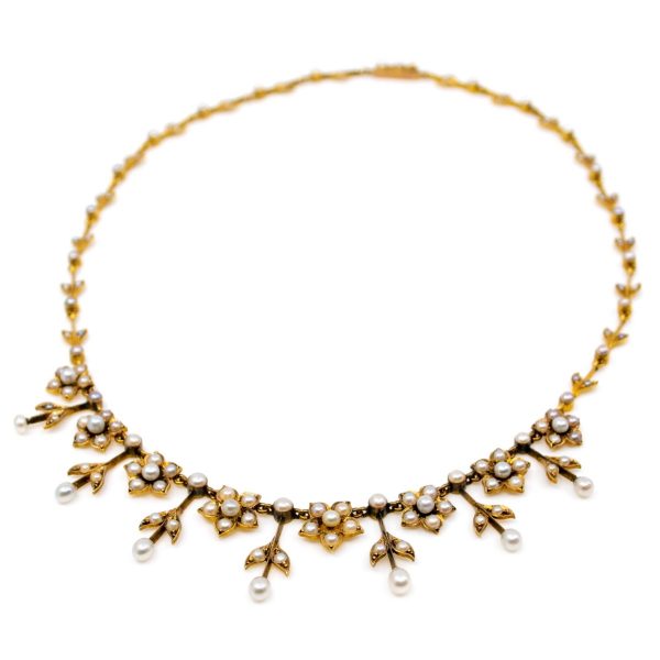 Antique Victorian Pearl and Gold Necklace BB3