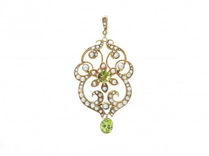 Antique Victorian Peridot and Pearl Pendant