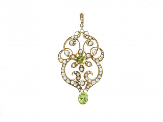 Antique Victorian Peridot and Pearl Pendant