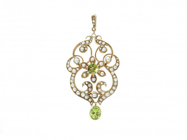 Antique Victorian Peridot and Pearl Pendant