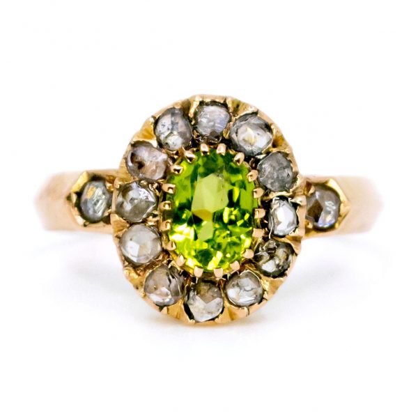 Antique Victorian Peridot and Rose Diamond Ring