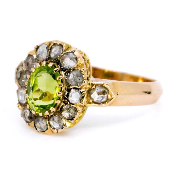 Antique Victorian Peridot and Rose Diamond Ring