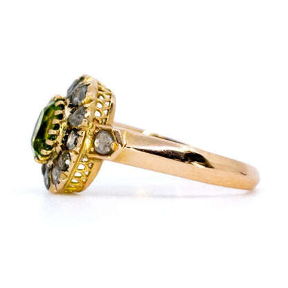Antique Victorian Peridot and Rose Diamond Ring