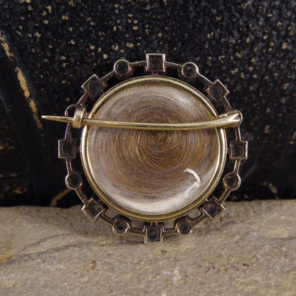 Antique Victorian Purple Enamel Mourning Brooch