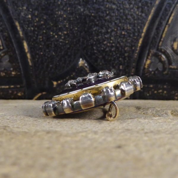 Antique Victorian Purple Enamel Mourning Brooch