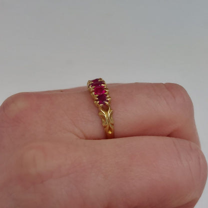 Antique Victorian Ruby Five Stone Ring, 1.25ct