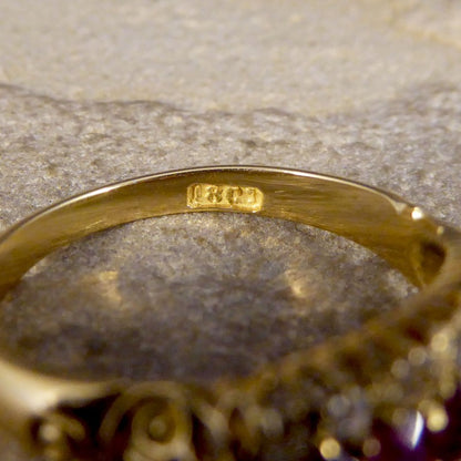 Antique Victorian Ruby Five Stone and Diamond Cluster Ring