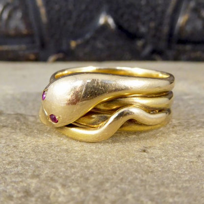 Antique Victorian Ruby Snake 15ct Gold Ring