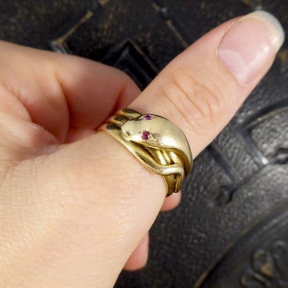 Antique Victorian Ruby Snake 15ct Gold Ring