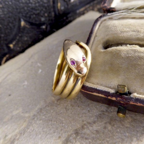 Antique Victorian Ruby Snake 15ct Gold Ring
