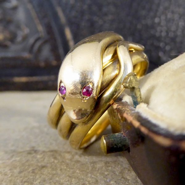 Antique Victorian Ruby Snake 15ct Gold Ring