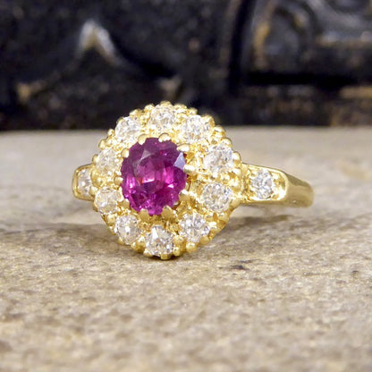 Antique Victorian Ruby and Diamond Cluster Ring