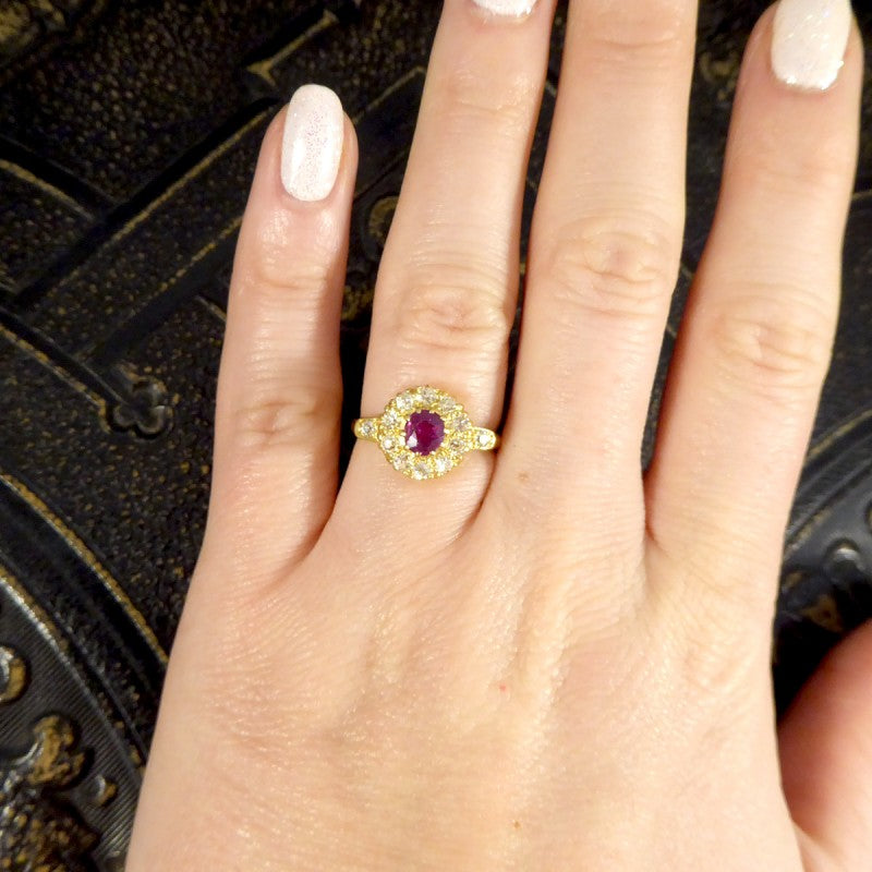Antique Victorian Ruby and Diamond Cluster Ring