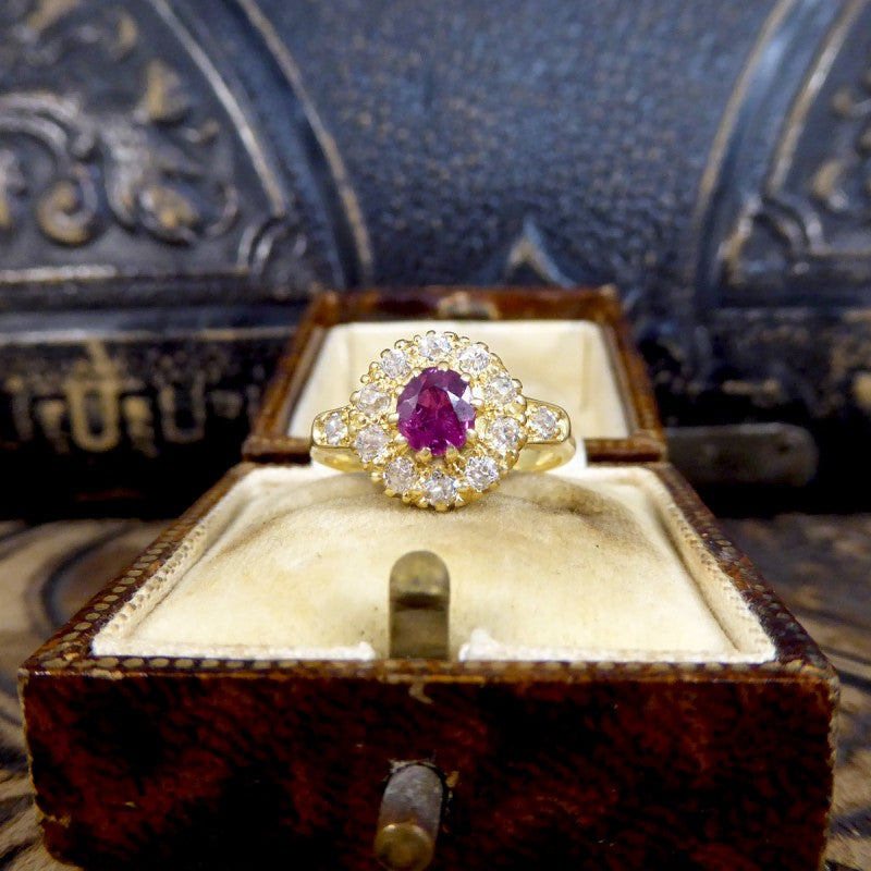 Antique Victorian Ruby and Diamond Cluster Ring