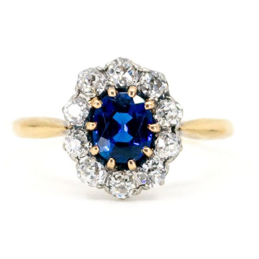 Antique Victorian Sapphire & Diamond Cluster Ring