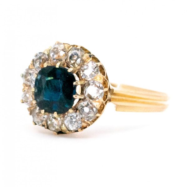 Antique Victorian Sapphire Diamond Cluster Ring
