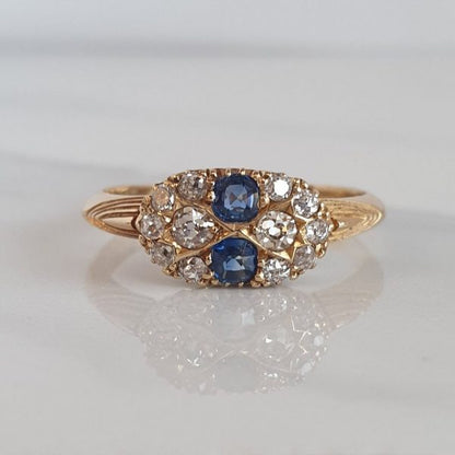Antique Victorian Sapphire and Diamond Cluster Ring