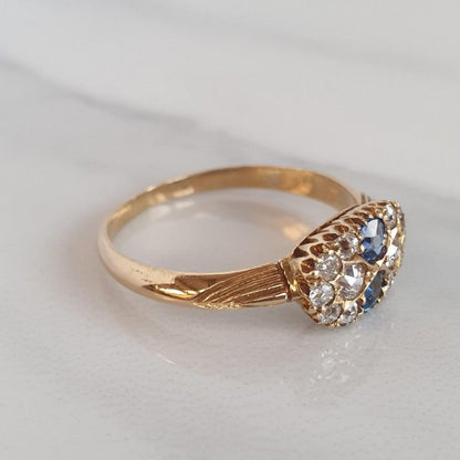 Antique Victorian Sapphire and Diamond Cluster Ring