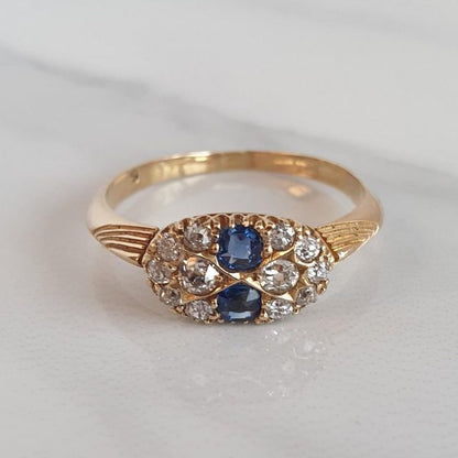 Antique Victorian Sapphire and Diamond Cluster Ring