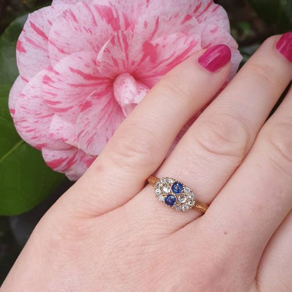 Antique Victorian Sapphire and Diamond Cluster Ring