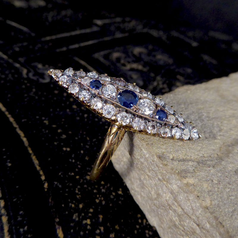 Antique Victorian Sapphire and Diamond Marquise Ring