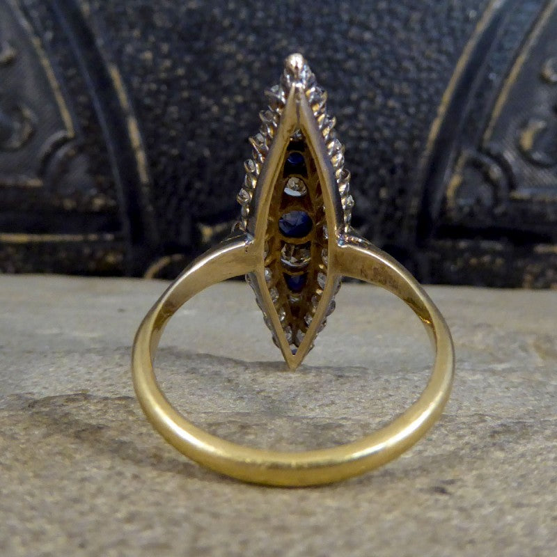 Antique Victorian Sapphire and Diamond Marquise Ring