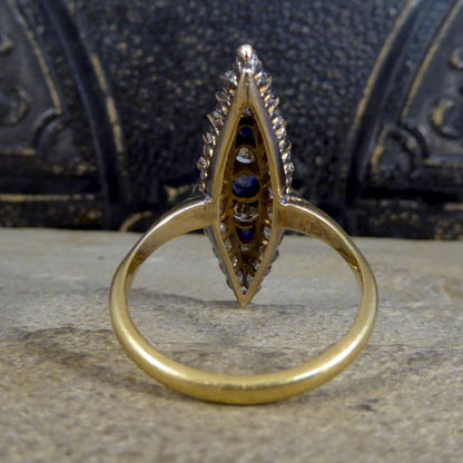 Antique Victorian Sapphire and Diamond Marquise Ring