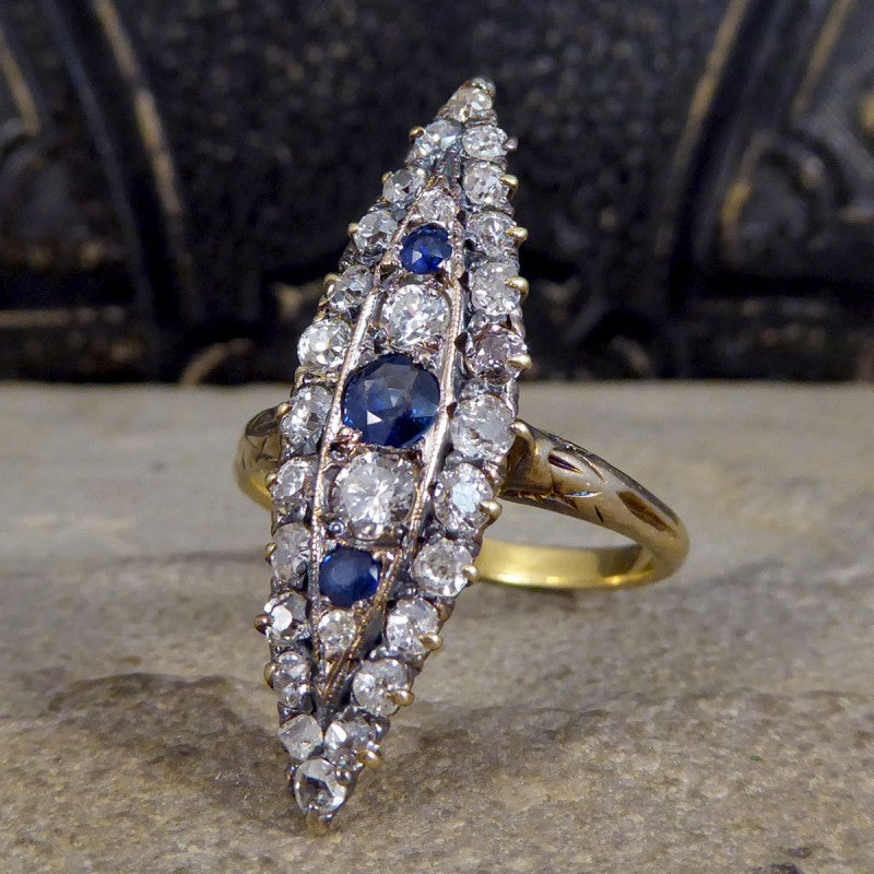 Antique Victorian Sapphire and Diamond Marquise Ring