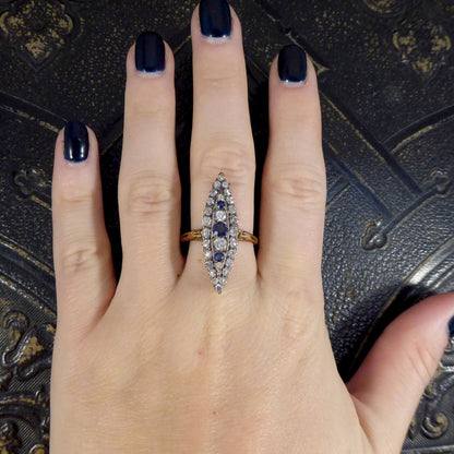 Antique Victorian Sapphire and Diamond Marquise Ring