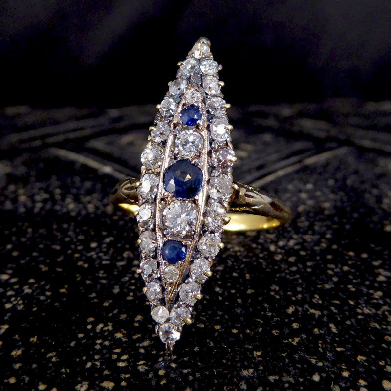Antique Victorian Sapphire and Diamond Marquise Ring